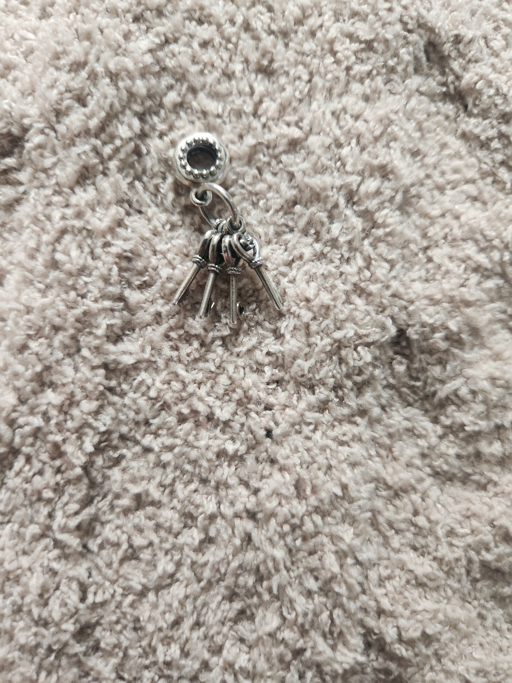 Sterling Silver Key Cluster Dangle Charm  and Love Heart - Silver